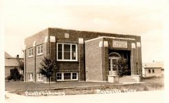 Rushville, NE public library building in dark brick