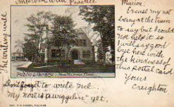 New Milford, CT public library on an early postcard