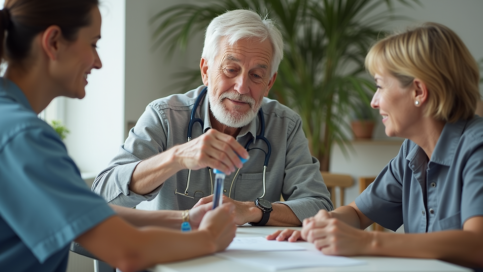 Close-up view of a caregiver gently assisting a senior with a daily activity