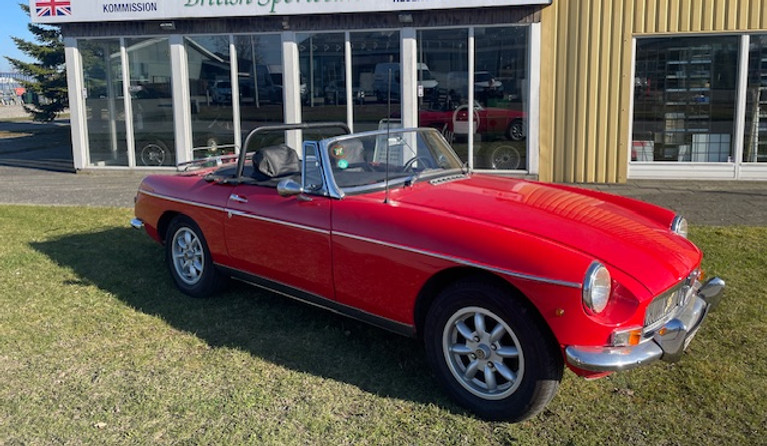 Red MGB sportscar from 1963