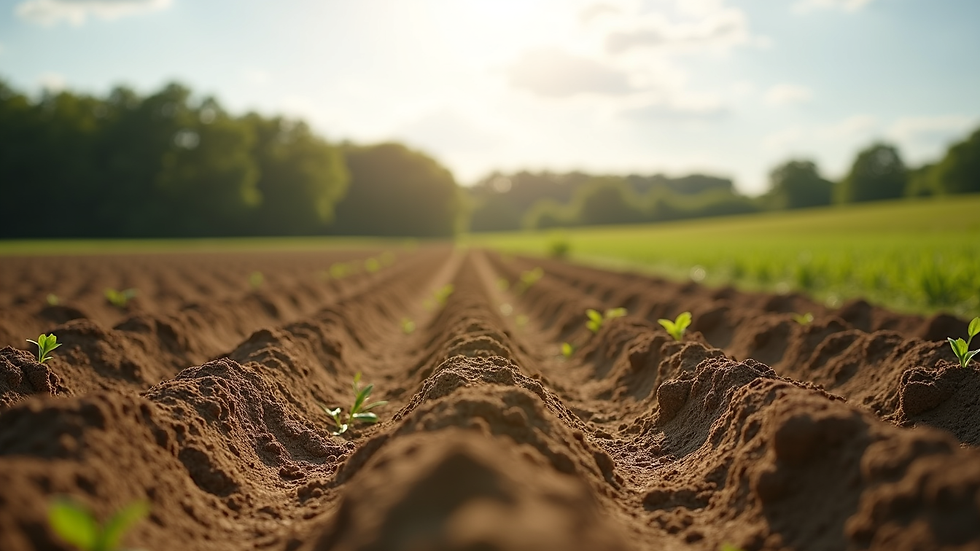 Eye-level view of a freshly cleared field ready for planting a food plot