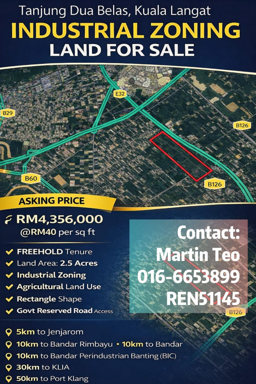 Tanjung Dua Belas, Kuala Langat Freehold land for sale