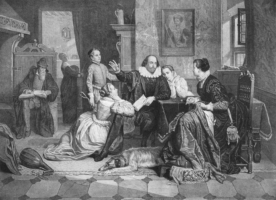 William Shakespeare reciting Hamlet to his family