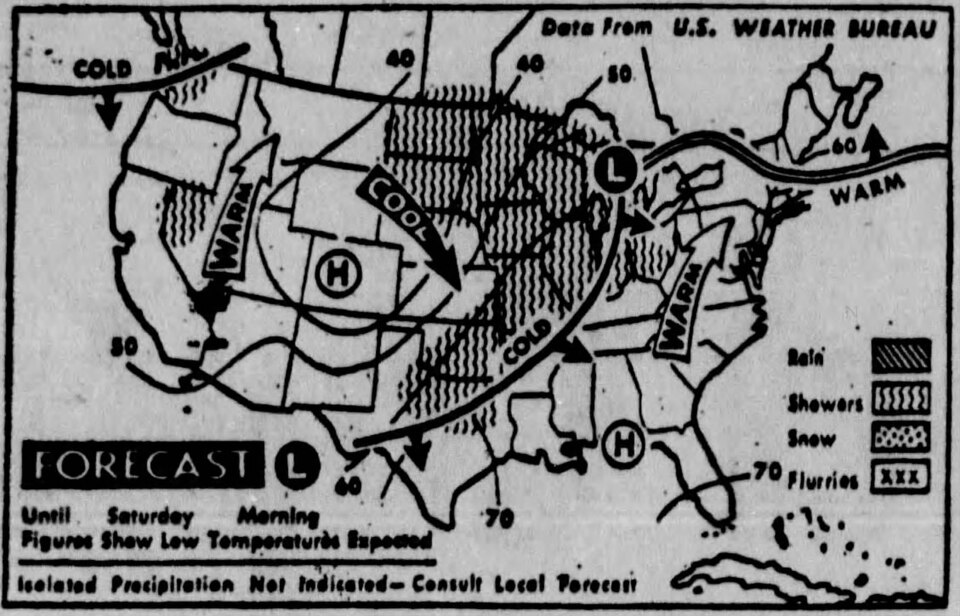Weather forecast map from May 8, 1964