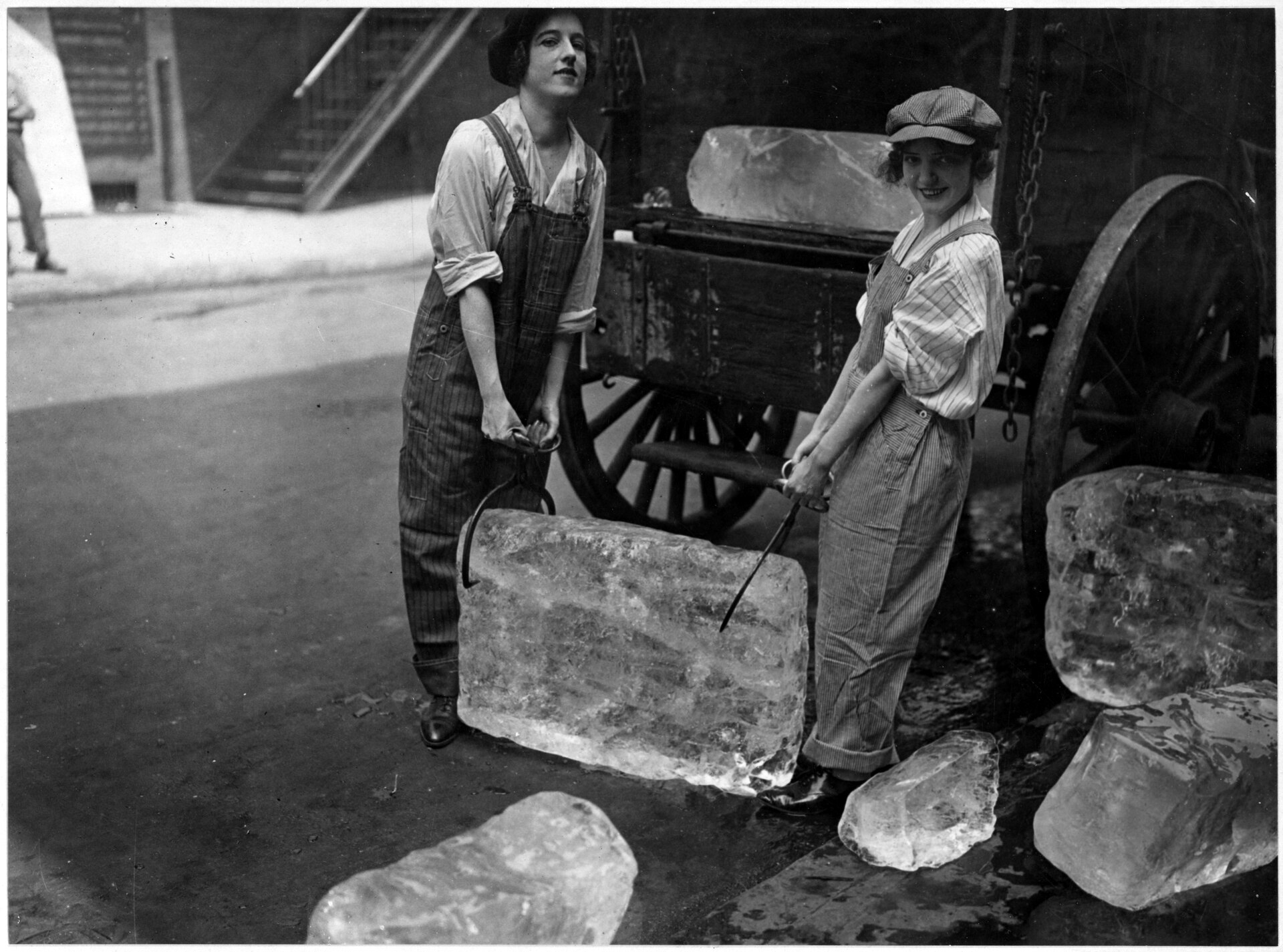 Women delivering ice during World War I