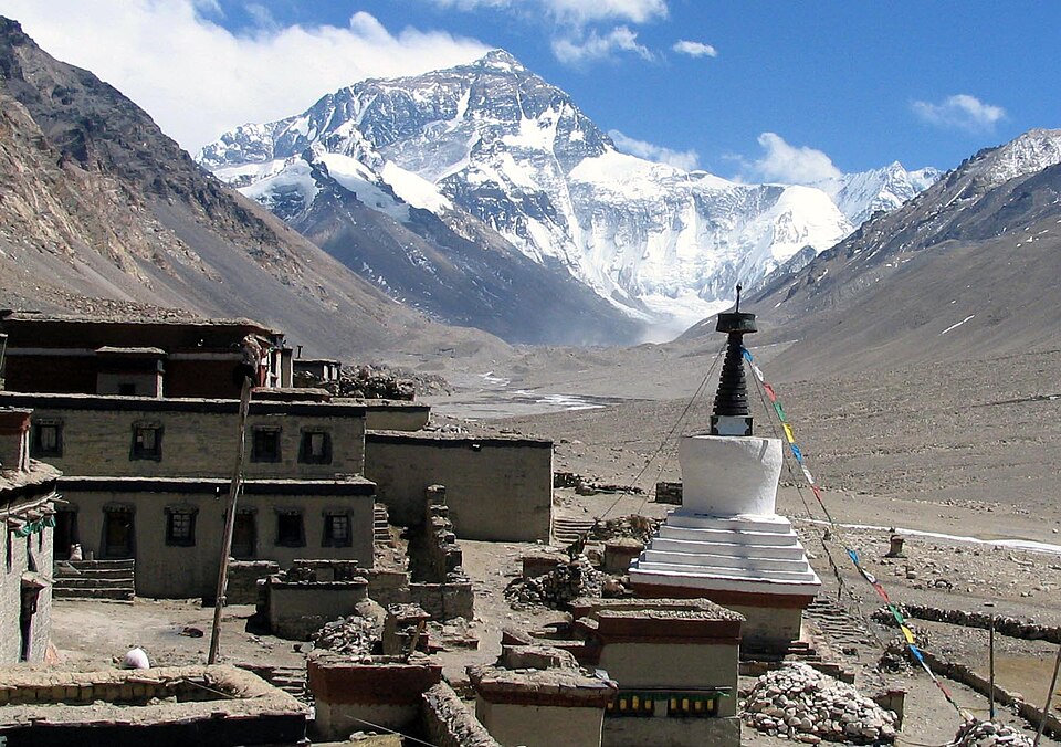 Rongbuk Monastery with Mount Everest