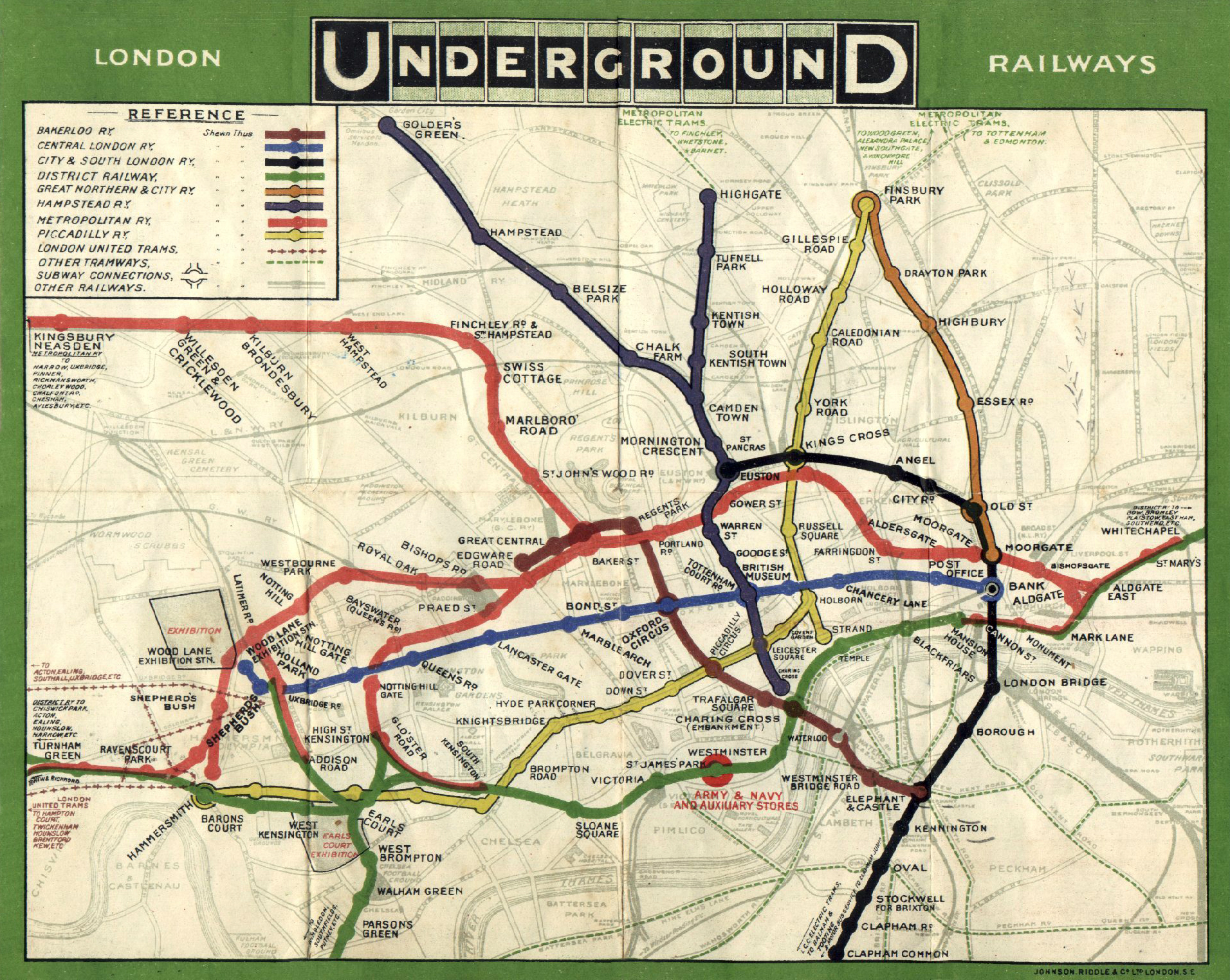 A London Underground map from 1908