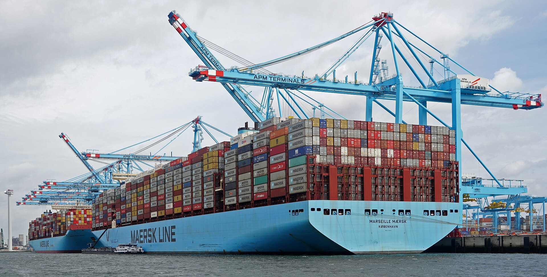 Container ships at the port of Rotterdam