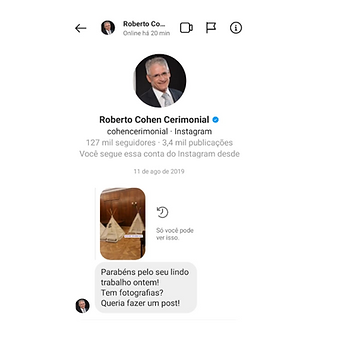 Feedback de Cerimonialista Roberto Cohen que contratou Recreação Infantil para Festa de Casamento