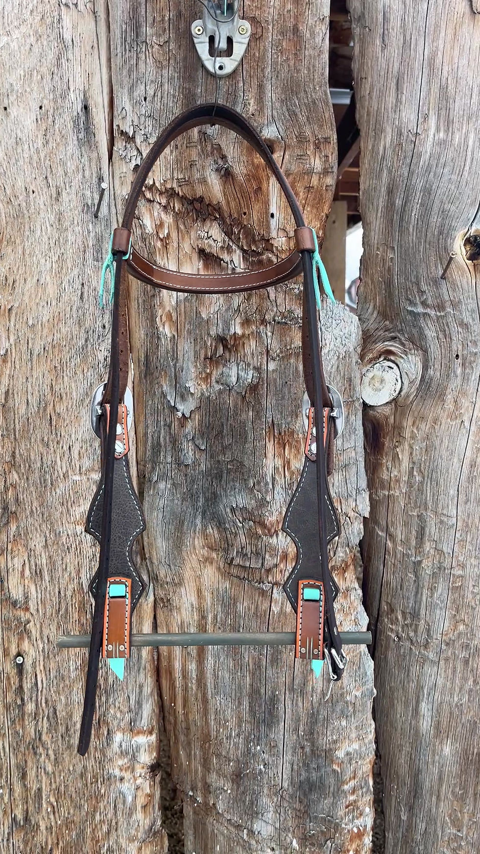 Thumbnail: Orange and Turquoise Brow Band Headstall