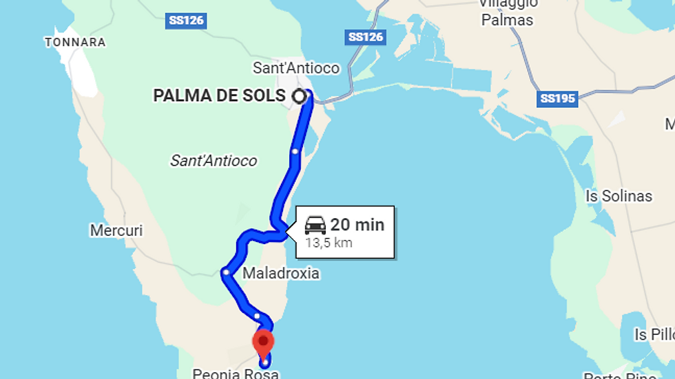 percorso per raggiungere turri da sant'antioco