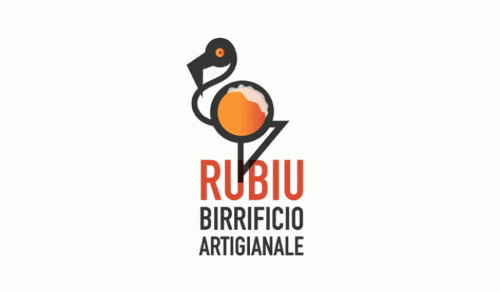 Logo Rubiu Birrificio Artigianale Sant'Antioco con fenicottero stilizzato e boccale di birra, pizzeria e birrificio premiato in Sardegna vicino Palma de Sols