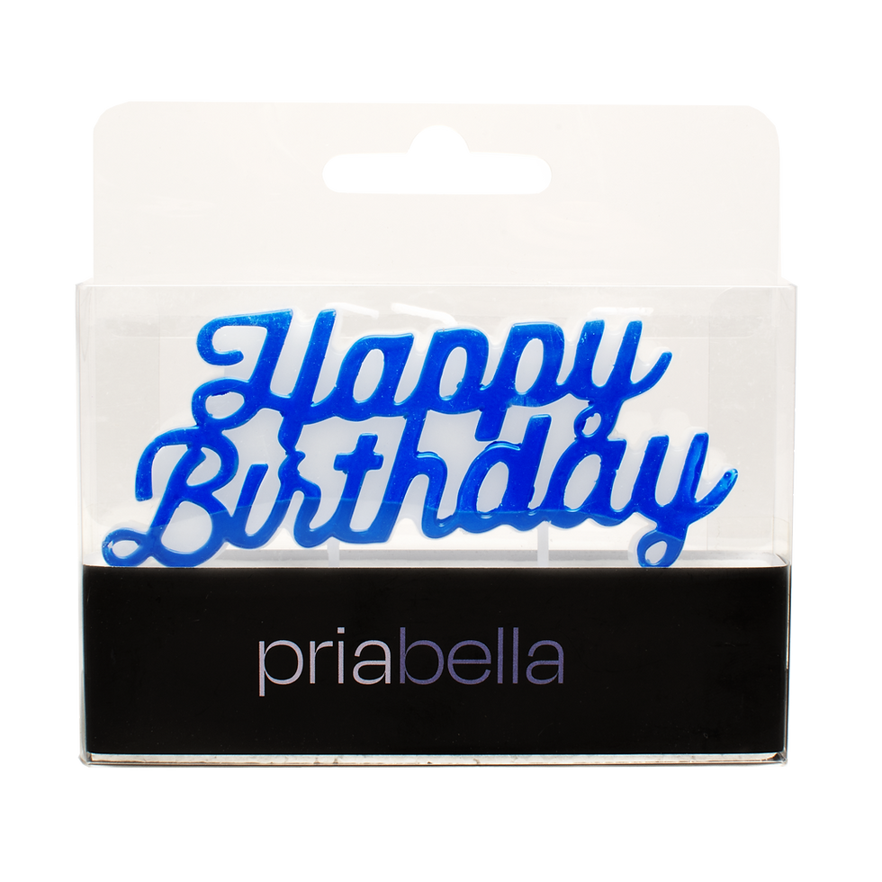 Thumbnail: Priabella Birthday Candle Cursive Happy Birthday Pink/Blue - Assorted
