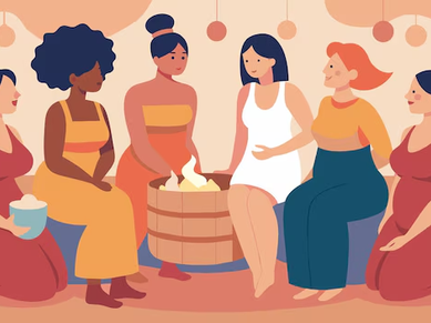 graphic of women gathered in a circle