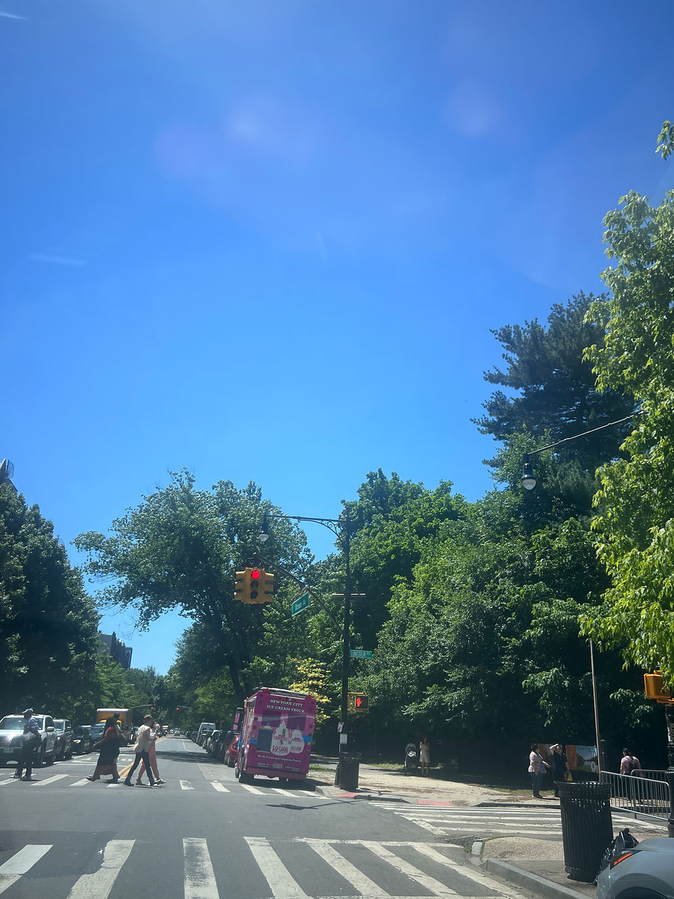 People crossing the street near Prospect Park