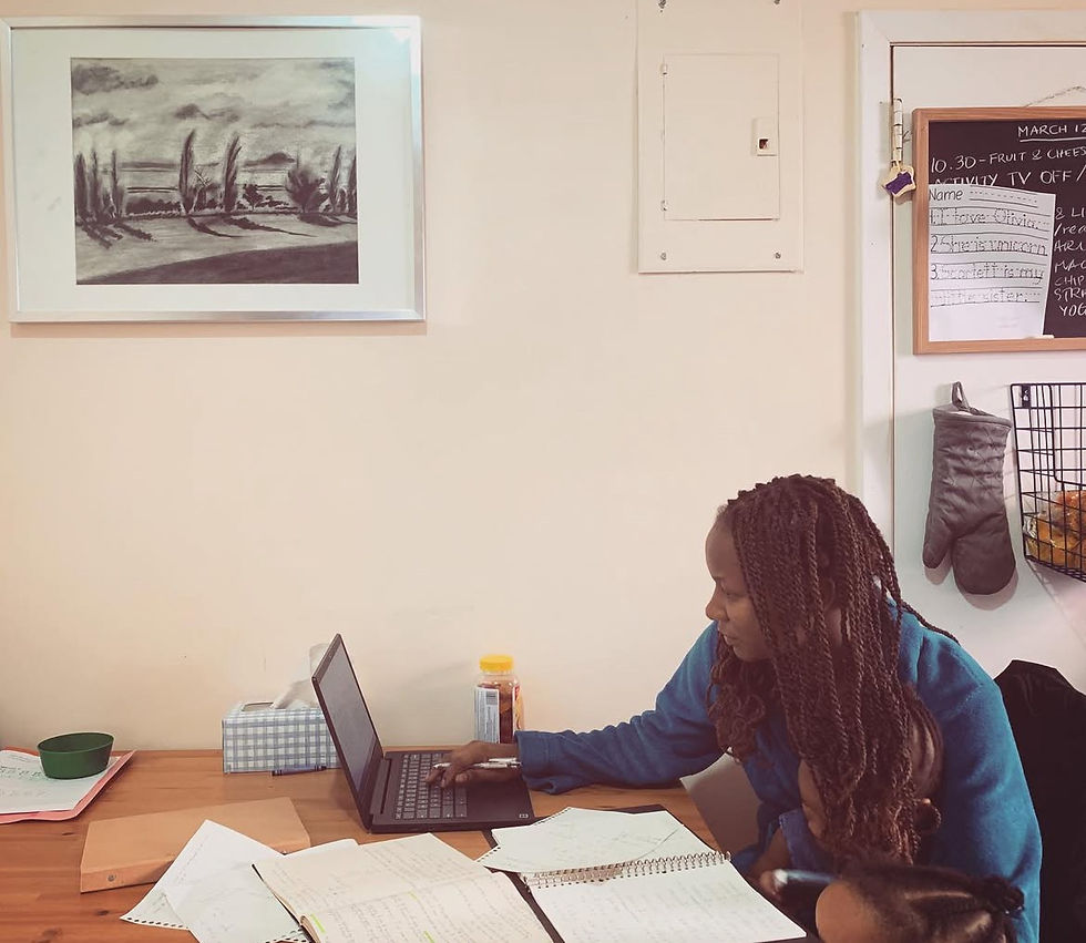 Completing assignments for my BA in psychology with my two babies next to me in 2020 