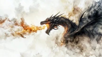 Dragon breathing fire