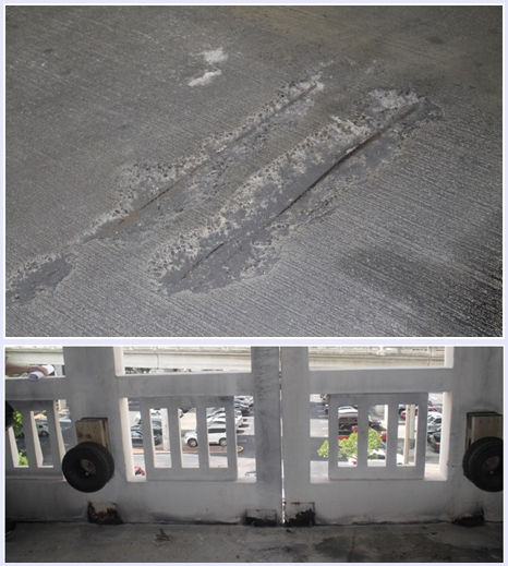 Structural steel exposed as seen in 40-year certification