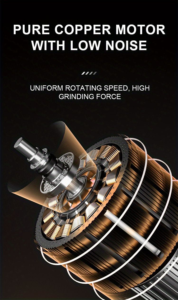 Thumbnail: 1pc CLITON Electric Coffee Grinder - Automatic Bean Grinder with USB-Powered Ope