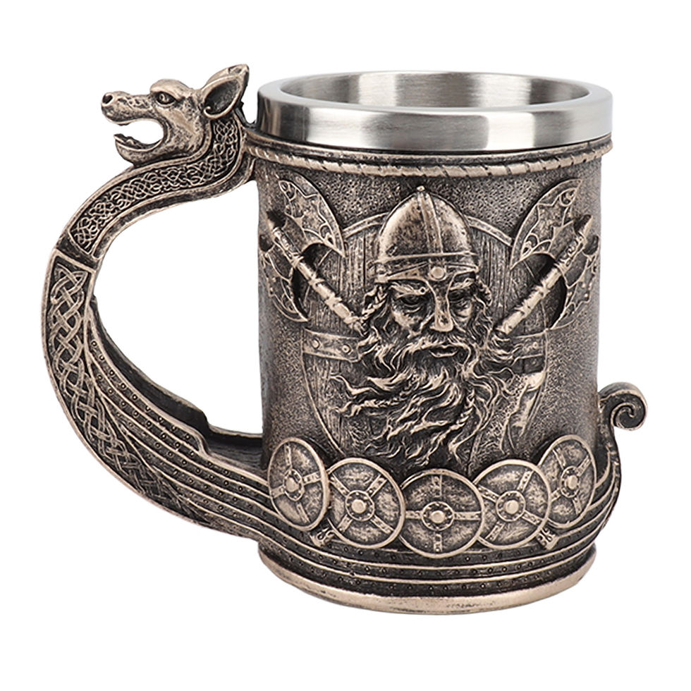 Thumbnail: Stainless Steel Mug Viking Beer Mug Vintage Large Capacity Stainless Steel Liner