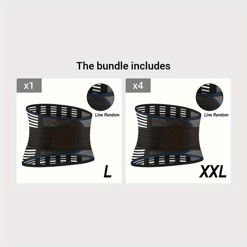 Thumbnail: 1pc Adjustable Back Brace for Lower Back with 4 Stays Steel Plates, Breathable L