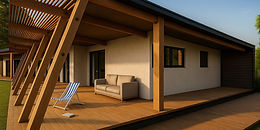 Casa modular de arquitectura contemporánea al atardecer, proyecto de Arquitectura Ideal en Chile.