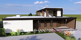 Fachada de vivienda contemporánea con paneles SIP