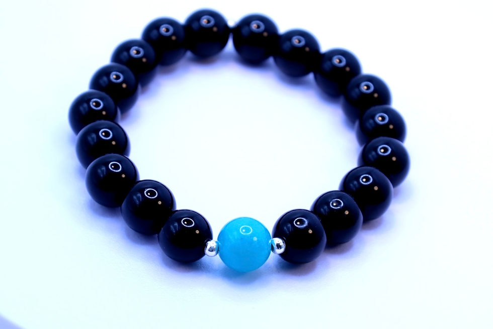 Bracelet Homme, Onyx avec 925 Argent (16cm)