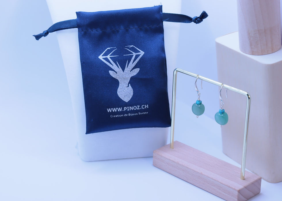 Boucles d'oreille, pierre Aventurine, Femme 925 Argent