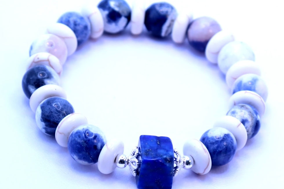Bracelet Femme Lapis Lazuli avec 925 Argent (12cm)