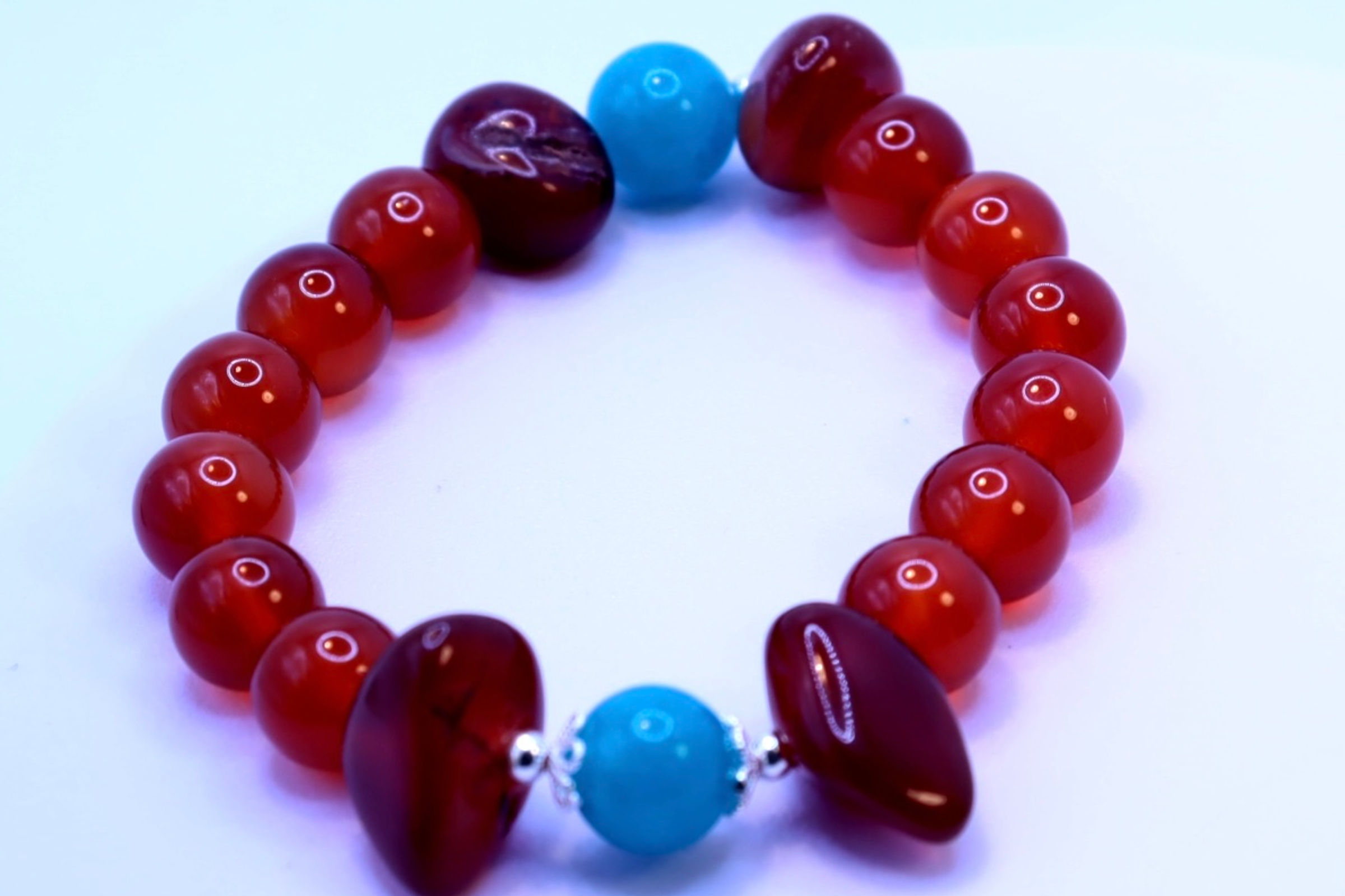 Bracelet Femme avec Cornaline et 925 Argent (16cm)