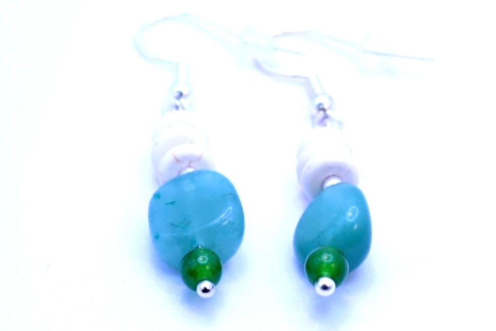Boucles d'oreilles Femme, Aventurine et 925 Argent