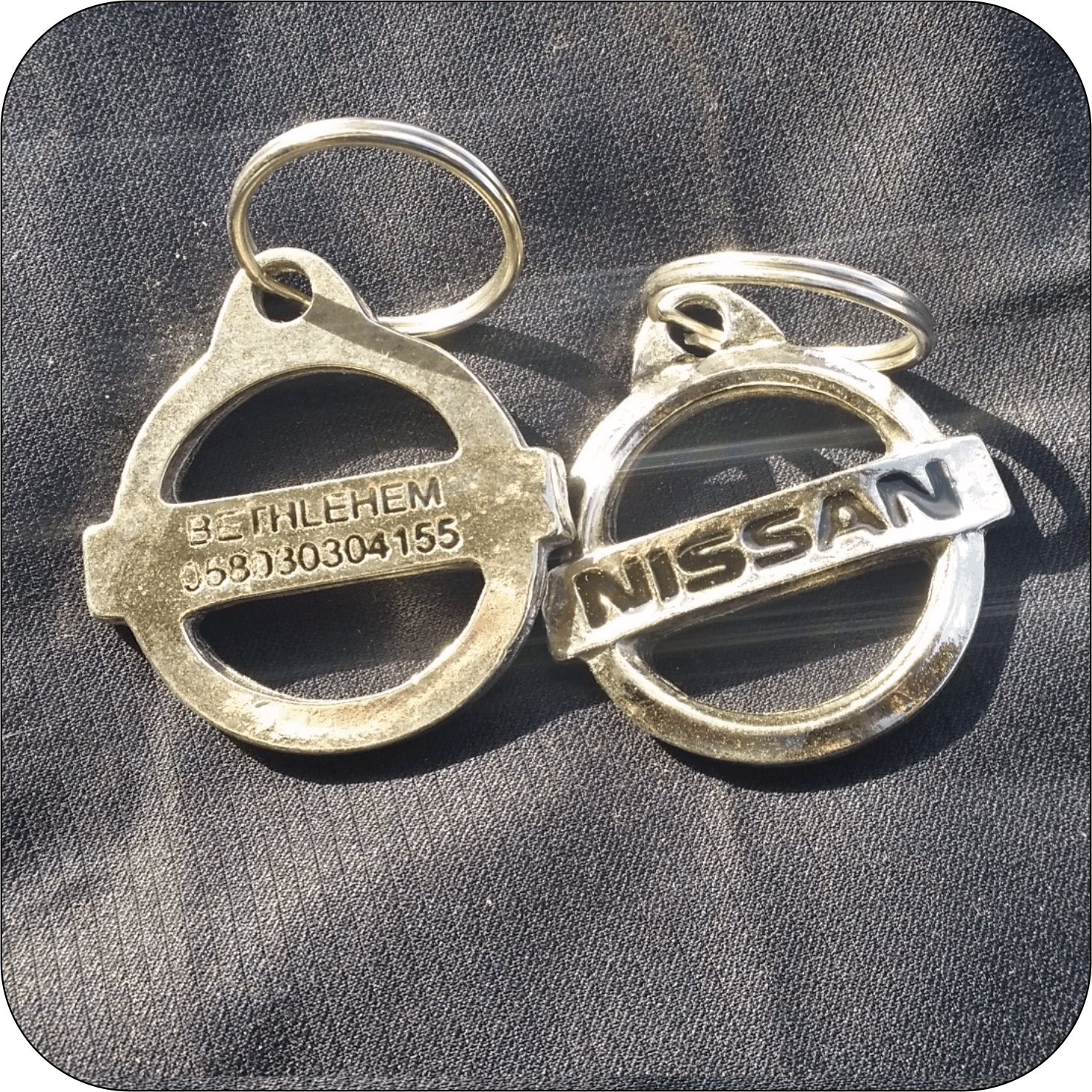 nickel key ring engraved with logo