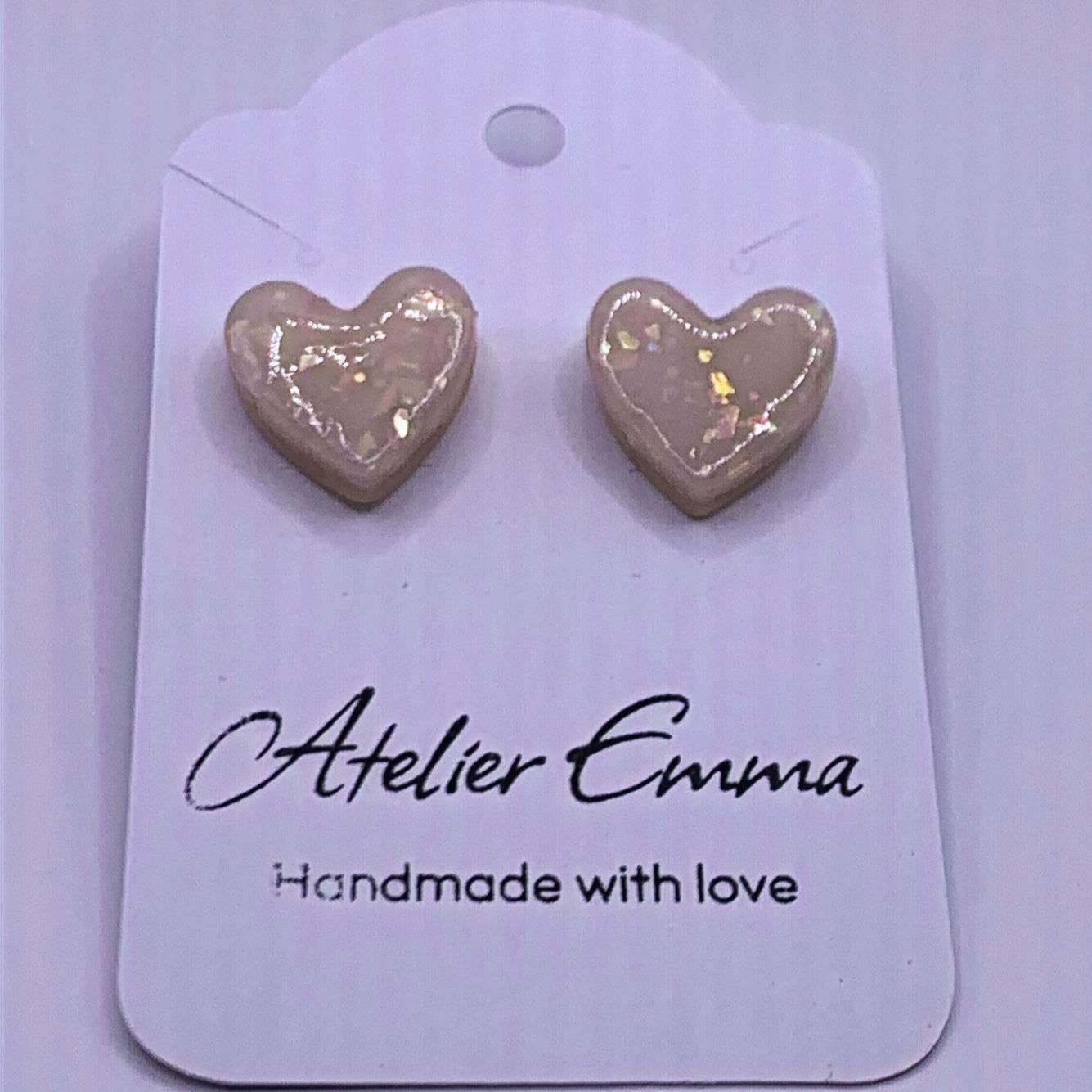 Opaline Heart Studs