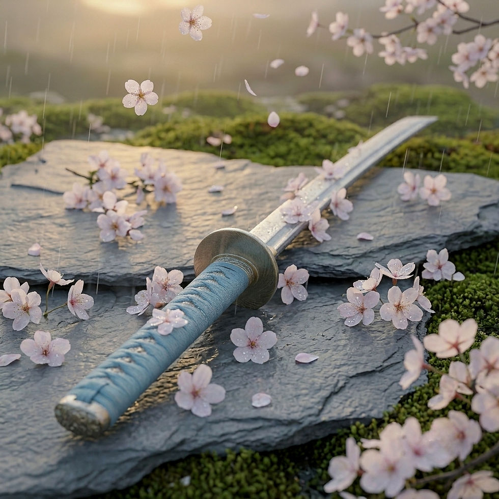 Katana mit Kirschblüten, als Symbol für den Weg des Blühenden Schwertes – Soullight Daniel Lüscher Schöftland Aargau