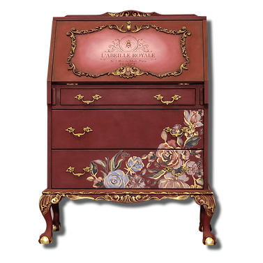 French Antique Style Crimson Rose Drop Down Desk