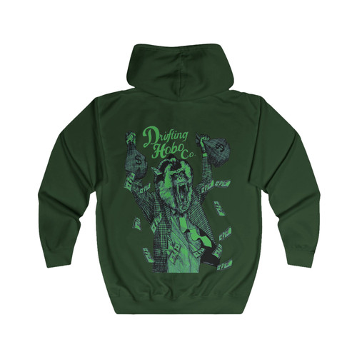 GREEN MONEY BAGZ Full Zip Hoodie | Drifting Hobo Co.
