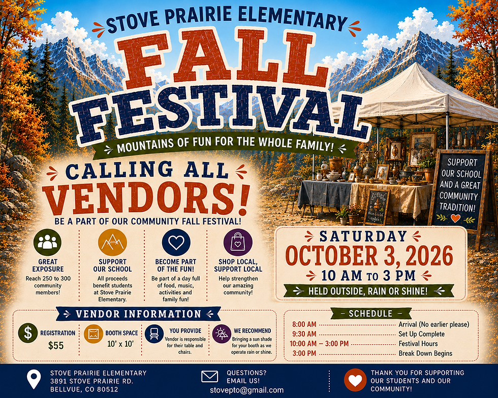 Stove Prairie Fall Festival Vendor Registration 2026