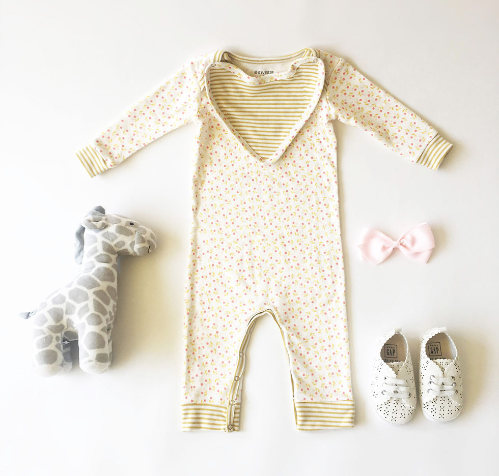 Givesie's Yellow Cherry Print with Stripe Citron Bandana Style Bib