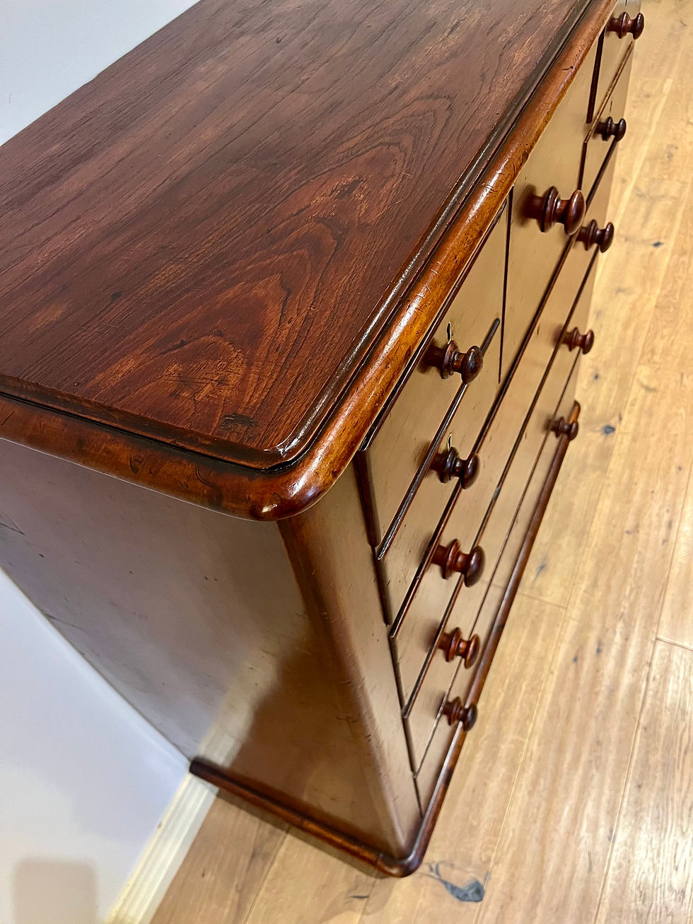 Thumbnail: Corner Left A9086- Restored Victorian Cedar Seven Drawer Tallboy.