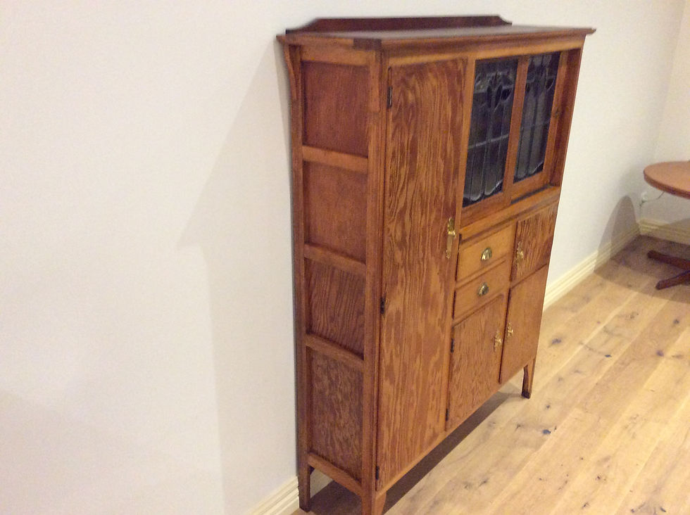 Thumbnail: Antique Oak Kitchen Cabinet with Leadlight Panel Doors.