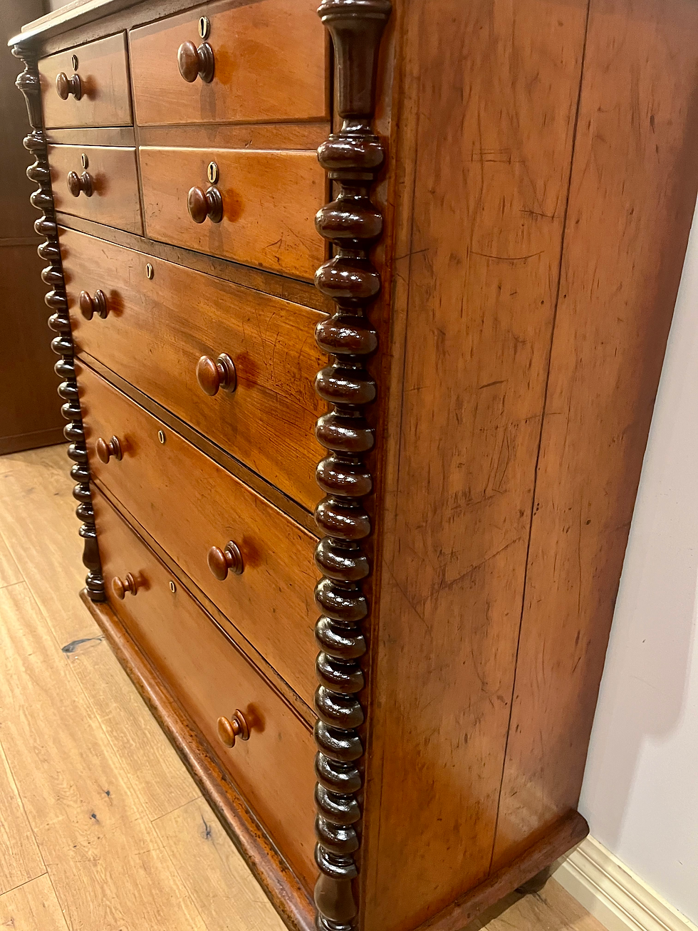 Thumbnail: Right Middle Large Restored Victorian Cedar Cotton Reel Chest