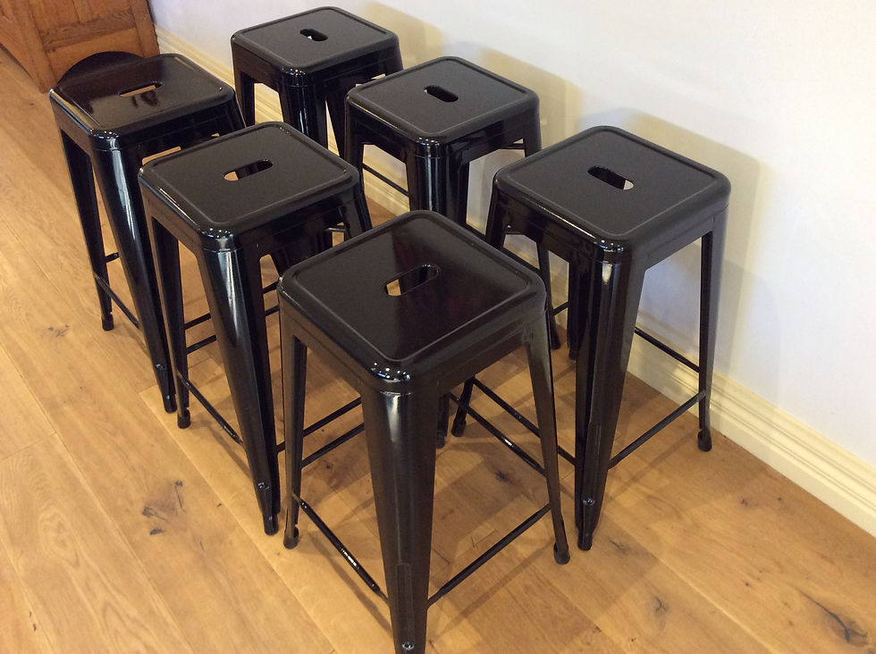 Thumbnail: Six Black Tolix Industrial Stools.