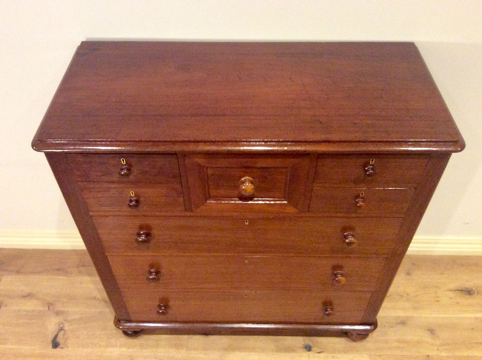 Thumbnail: Restored Victorian  Red Cedar Seven Drawer Tallboy.  Circa 1880.
