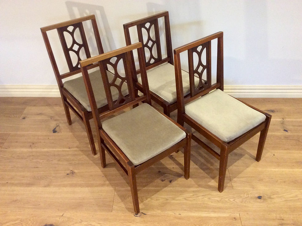Four Matching Mid Century Avalon Blackwood Dining Chairs.
