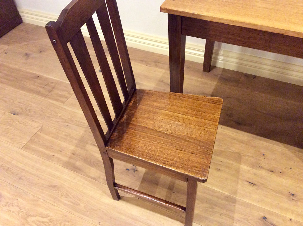 Thumbnail: Mid Century Solid Oak Four Drawer Industrial Desk with Matching Chair