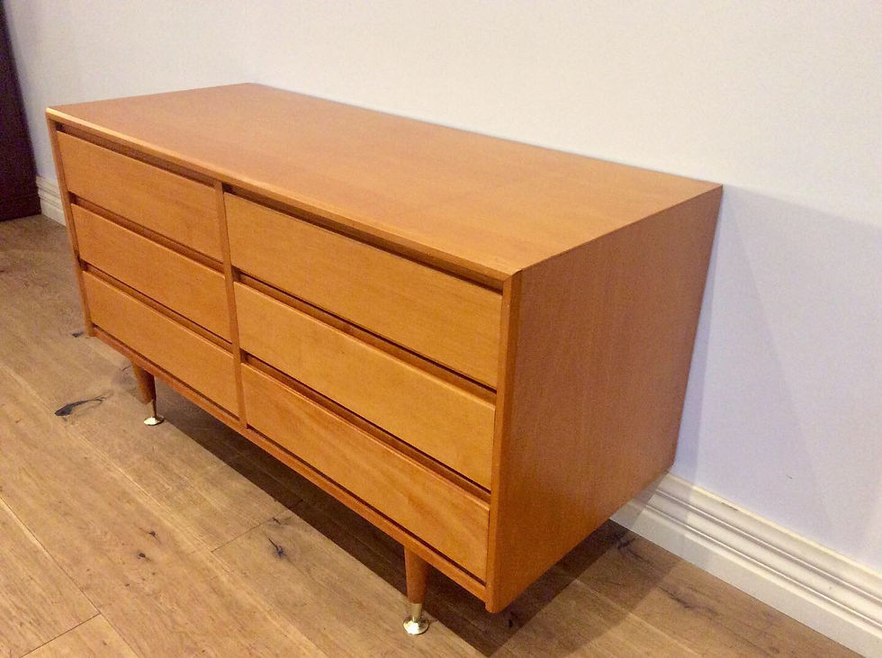 Thumbnail: Restored Mid Century Blondewood Six Drawer Sideboard 3