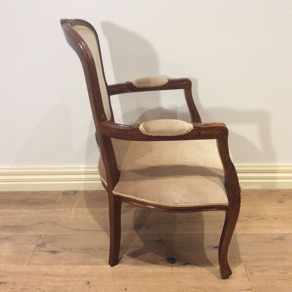 Thumbnail: Antique Walnut Armchair with Velvet Upholstery.