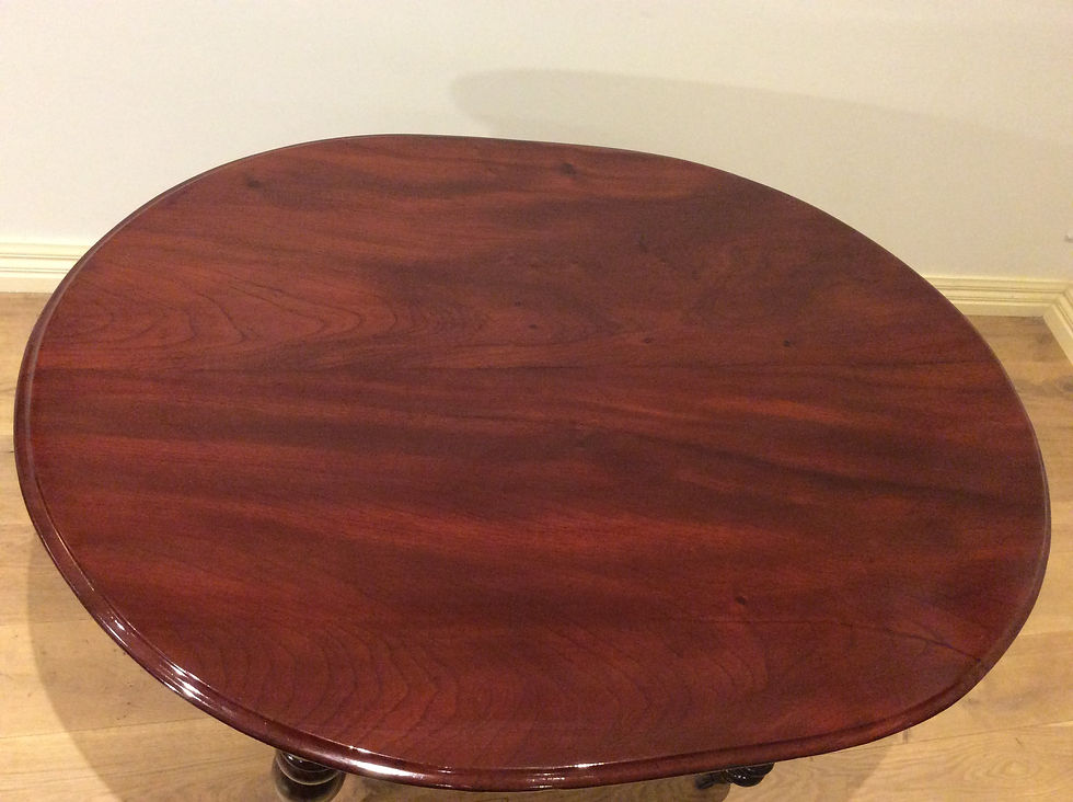Thumbnail: Oval Victorian Cedar Dining Table with Turned Legs & Rolling Castors. Circa 1890.