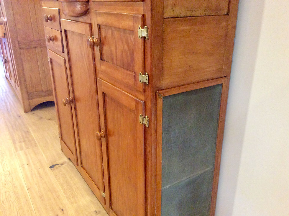 Thumbnail: Bow Fronted Antique Kitchen Pantry with Ornate Leadlight Panel Doors.